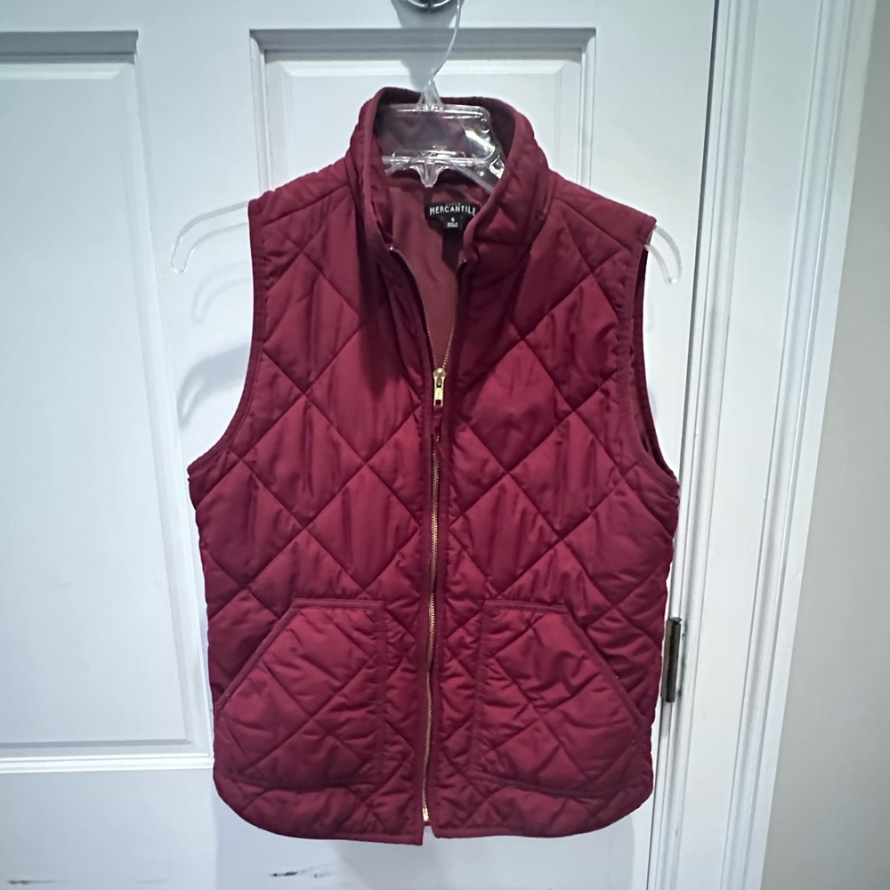 Women’s J.Crew maroon puffer vest, Small